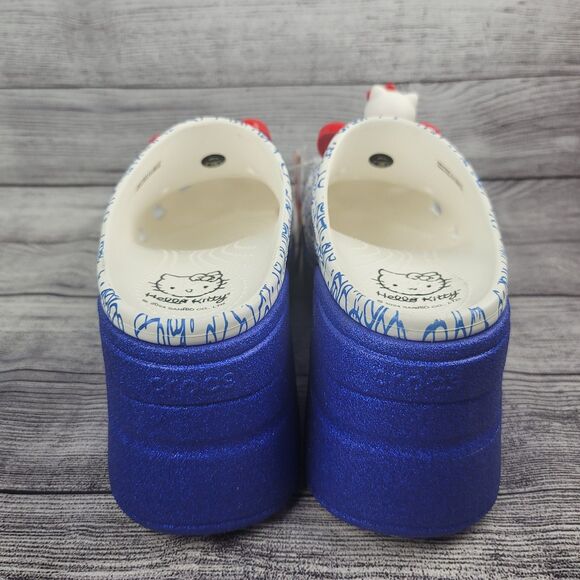 Crocs Hello Kitty 50th Siren Clog M9 W11 Blue White High Heel Jibbitz New NWT - Picture 3 of 6